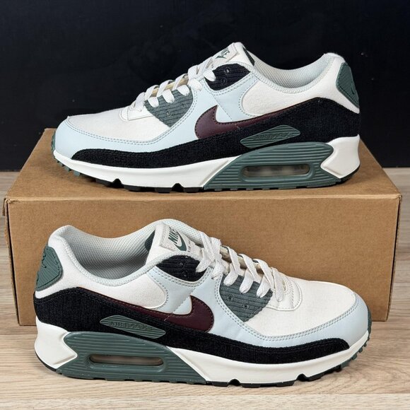 Nike Other - Nike Air Max 90 PRM Shoes Mens Size 9.5 White Black Burgundy Sneakers FV6059-001